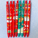 fun cute kawaii christmas pen pens stocking filers gift gifts uk stationery red green santa snowmen snowman penguin penguins reindeer rudolph bargain black ink gel fineline fine line slim click