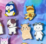 cute kawaii acrylic plastic pin brooch brooches pins badge badges animal animals fun kids stocking fillers gift gifts uk cat cats dog dogs fox hamster gerbil bear bears penguin penguins panda pandas squirrel raccoon raccoons mouse mice present ideas small little bargain