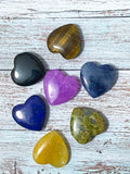 worry stone pocket stones gemstone gem hug comfort worry palm hand heart hearts shape shaped uk cute kawaii gift gifts magical amethyst howlite rhodonite serpentine ruby in zoisite red jasper magnesite crackle quartz green obsidian glass stocking filler fillers crackle quartz tiger's eye unakite dyed aventurine unakite lapis lazuli