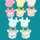cute glitter deer baby deers head heads glittery resin flatback flat back embellishment cabochon pink yellow turquoise blue green uk craft supplies