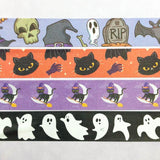 halloween 10m full roll rolls washi spooky ghost ghosts cat cats witch moon magic bat bats orange purple black white tombstone hat hats broomstick uk cute kawaii stationery planner supplies