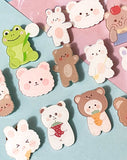 spring pastel colours colour pretty kawaii cute acrylic brooch brooches pin pins badge badges bargain gift gifts bunny rabbit easter frog bear bears frogs uk gift present easter springtime