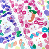 HALF PRICE GLITTERY BUNNY & flowers Holo Stickers