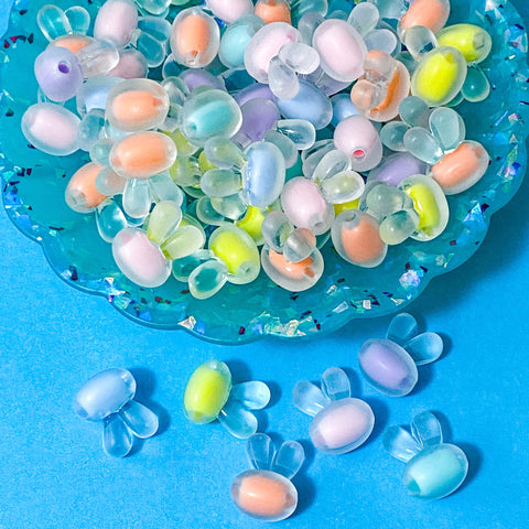 chunky bunny bunnies rabbit rabbits head bead beads pastel translucent acrylic craft supplies uk spring easter pink lilac blue mint green yellow orange