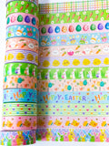 easter spring pattern washi tape tapes roll rolls uk cute kawaii rabbit rabbits bunny bunnies egg eggs pink peach blue green lilac yellow lemon pastel colour coloured stationery store shop carrot carrots chick chicks happy easter