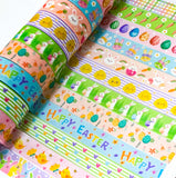 easter spring pattern washi tape tapes roll rolls uk cute kawaii rabbit rabbits bunny bunnies egg eggs pink peach blue green lilac yellow lemon pastel colour coloured stationery store shop carrot carrots chick chicks happy easter