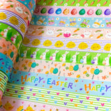 easter spring pattern washi tape tapes roll rolls uk cute kawaii rabbit rabbits bunny bunnies egg eggs pink peach blue green lilac yellow lemon pastel colour coloured stationery store shop carrot carrots chick chicks happy easter