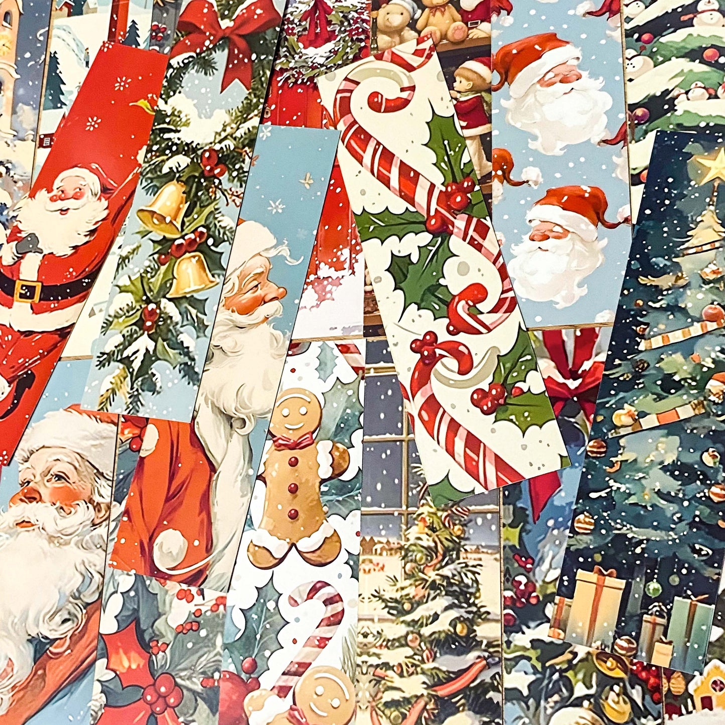 vintage retro christmas set of 4 double sided card book mark marks bookmark bookmarks cute kawaii stationery festive shop store uk victorian pretty gift gifts bargain