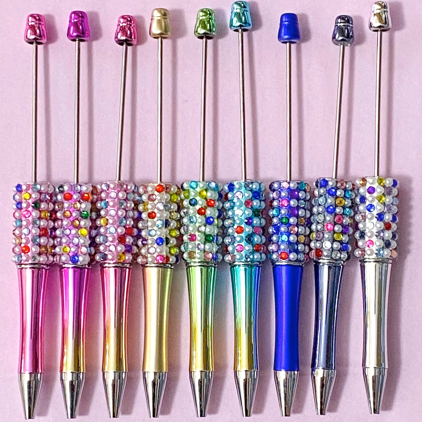 sparkly rhinestone pen base sparkly gem gems pearl pearly beaded pens blank metallic ombre pretty build your own back ballpoint uk cute kawaii gift gifts stationery shop store craft supplies