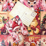 vintage retro nostalgia deer baby deers santa claus father christmas festive gingerbread man men ginger bread postcard postcards cards post uk cute kawaii stationery supplies shop store red pink