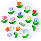 tulip tulips glass bead beads large statement piece jewellery making supplies shop craft crafts uk red pink blue purple lilac green leaf leaves flower flowers spring easter orange blue pretty