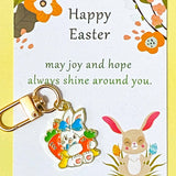 easter spring cute kawaii enamel charm charms pendants keyring keyring key chain clip clips bag charm charms gift gifts bunny rabbit rabbits bunnies pocket present strawberry carrot flower flowers floral uk stationery shop store