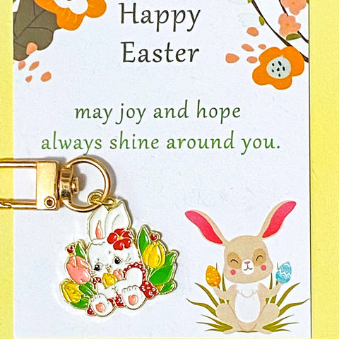 easter spring cute kawaii enamel charm charms pendants keyring keyring key chain clip clips bag charm charms gift gifts bunny rabbit rabbits bunnies pocket present strawberry carrot flower flowers floral uk stationery shop store