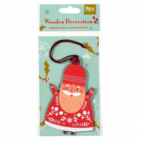 wooden wood tree decoration decs decorations uk cute kawaii retro style vintage feel hanging ornament ornaments rex london uk shop store gift gifts festive red white turquoise bauble baubles santa claus father christmas soldier nutcracker