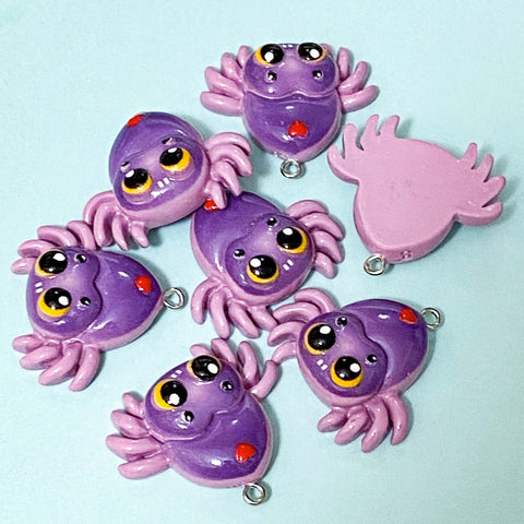 deep purple large chunky big jumbo resin charm charms pendant pendants spider spiders scary spooky uk cute kawaii craft supplies shop store 31mm 3cm 3cms funny jewellery making