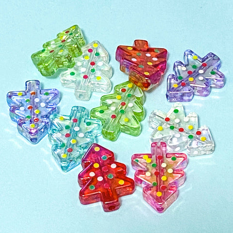 christmas festive tree trees acrylic bead beads chunky large big jumbo pretty cute kawaii craft supplies shop store uk jewellery making beaded pen pens red green lilac clear white pink blue turquoise 26mm