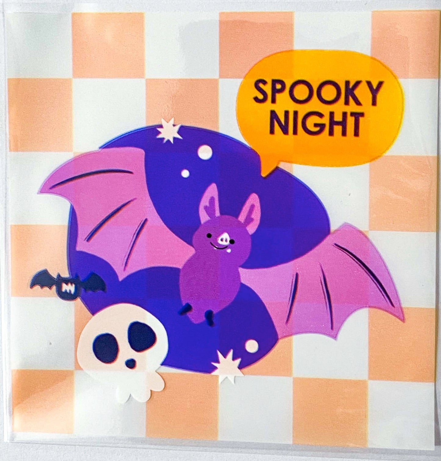 large cello cellophane self seal bag bags packaging supplies spooky orange purple pumpkins pumpkin colourful skull skulls ghost ghosts kawaii cute uk stationery gift gifts shop store supplies clear plastic