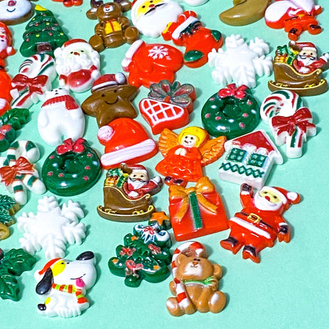 festive resin acrylic flatback flat back backs fb fbs embellishment uk cute kawaii craft supplies shop store christmas red white green candy cane house santa sleigh snowflake tree trees star rudolph present angel fun bundle bargain save