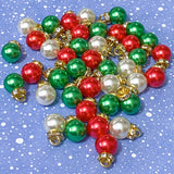 christmas festive bauble baubles acrylic charm charms pendant uk cute kawaii craft supplies shop store red green white pearly pearl drop drops jewellery findings gold tone round globe sparkly rhinestone rhinestones