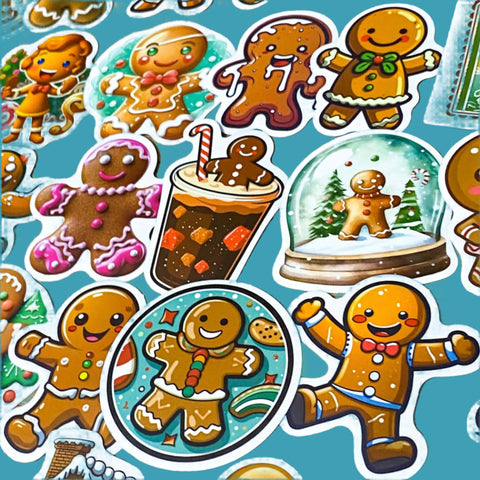SALE! Gingerbread Men CHRISTMAS Laptop / Decorative Stickers Set 10