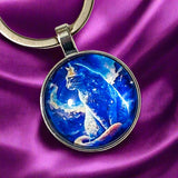 cat cats kitty kitten glass cabochon domed key ring keyring keyrings keychain uk cute kawaii gift gifts shop store present stocking filler round bezel silver metal