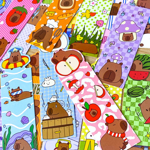 capybara capybaras cute animal kawaii animals card cardboard book bookmark bookmarks marks slim colourful uk stationery shop store planner lover set