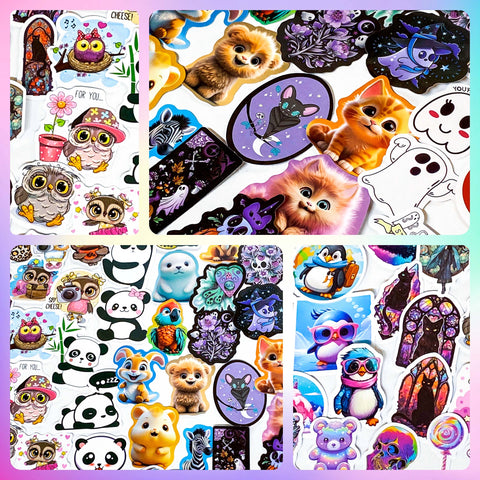 cute kawaii penguin penguins laptop glossy sticker stickers pack big large uk stationery gift gifts shop store colouful animal animals ghost ghosts halloween spooky skull cute panda pandas cat cats owl owls set bundle