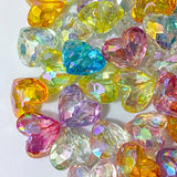 large big statement jumbo bead beads facets faceted heart hearts sparkly glittery acrylic jewellery making supplies shop store uk plastic iridescent ab aurora borealis coating pretty colourful 20mm
