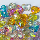 large big statement jumbo bead beads facets faceted heart hearts sparkly glittery acrylic jewellery making supplies shop store uk plastic iridescent ab aurora borealis coating pretty colourful 20mm