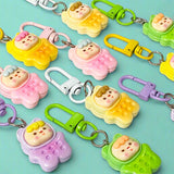 cute kawaii bear costume fun biscuit shape food foods boy little boys clip clips charm charms key keyring bag accessory pink lilac brown cream yellow green uk gift gifts shop store bears