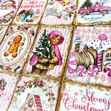 On Offer! SHABBY CHIC Vintage Pink Christmas Postcards