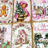 On Offer! SHABBY CHIC Vintage Pink Christmas Postcards