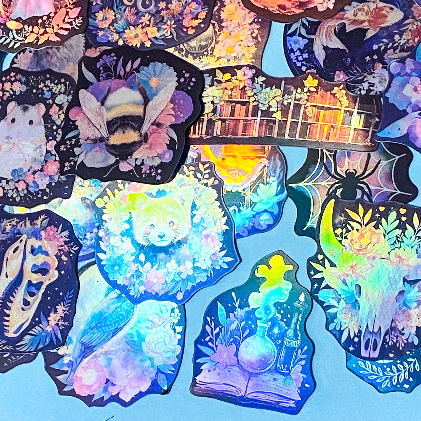 MOONLIT WITCH Aesthetic Sticker Pack - 50 Vinyl Laptop Stickers- Dark Botanical, Animals, Celestial & Witchy (up to 70mm)