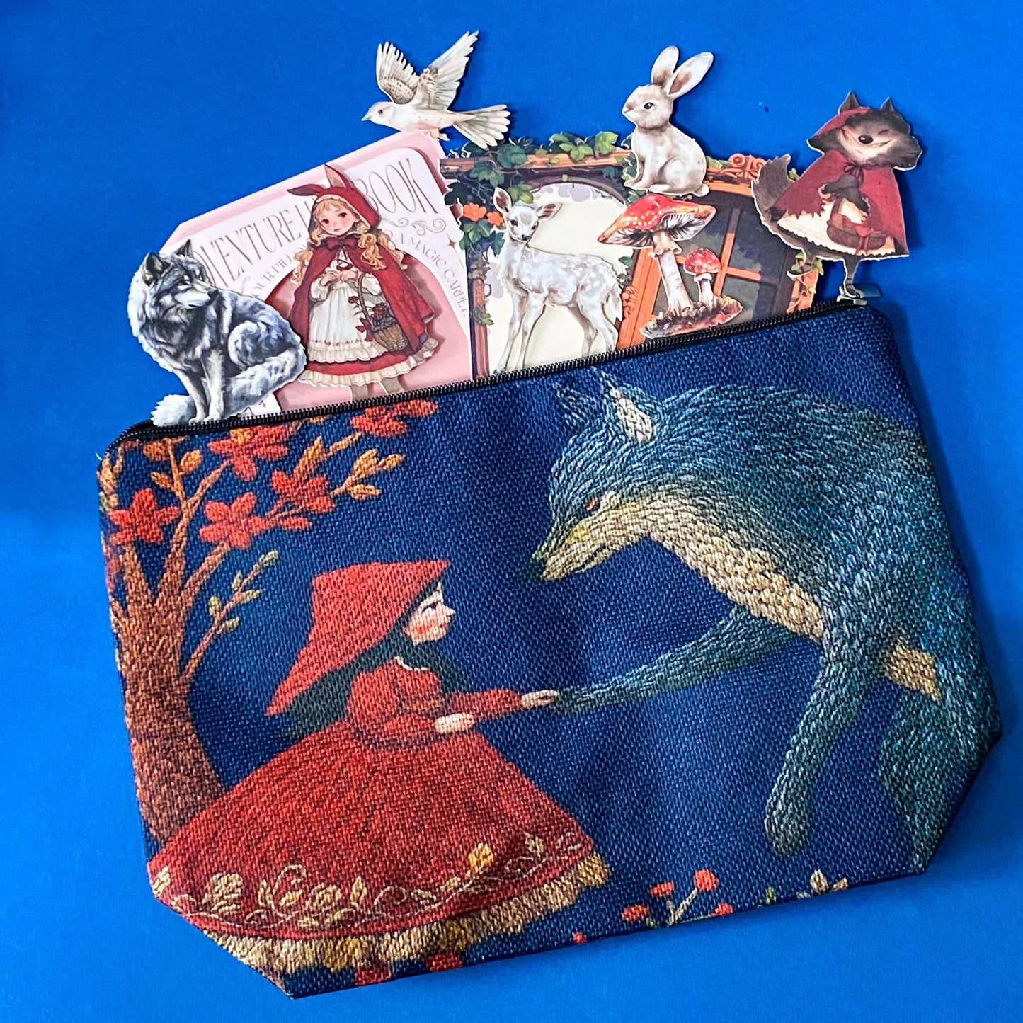 little red riding hood gift set with canvas pouch and stickers