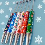 Christmas pen blank base cute kawaii festive beaded pens build your own make fun stationery uk shop store gift gifts presents pattern patterned pink red green blue white black