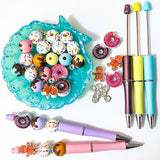 build your own topper pen bead beads beaded kit pens yellow aqua blue turquoise brown pink cute kawaii donut donuts gingerbread men man cookies food foods uk sparkly iced sprinkles treat treats