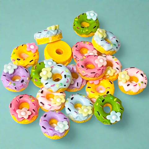 donut doughnut donuts cute kawaii cake food sweet sweets flatback flat back fb fbs embellishment embellishments resins resin acrylic chunky uk craft supplies iced icing colourful pink yellow green purple lilac blue shop store