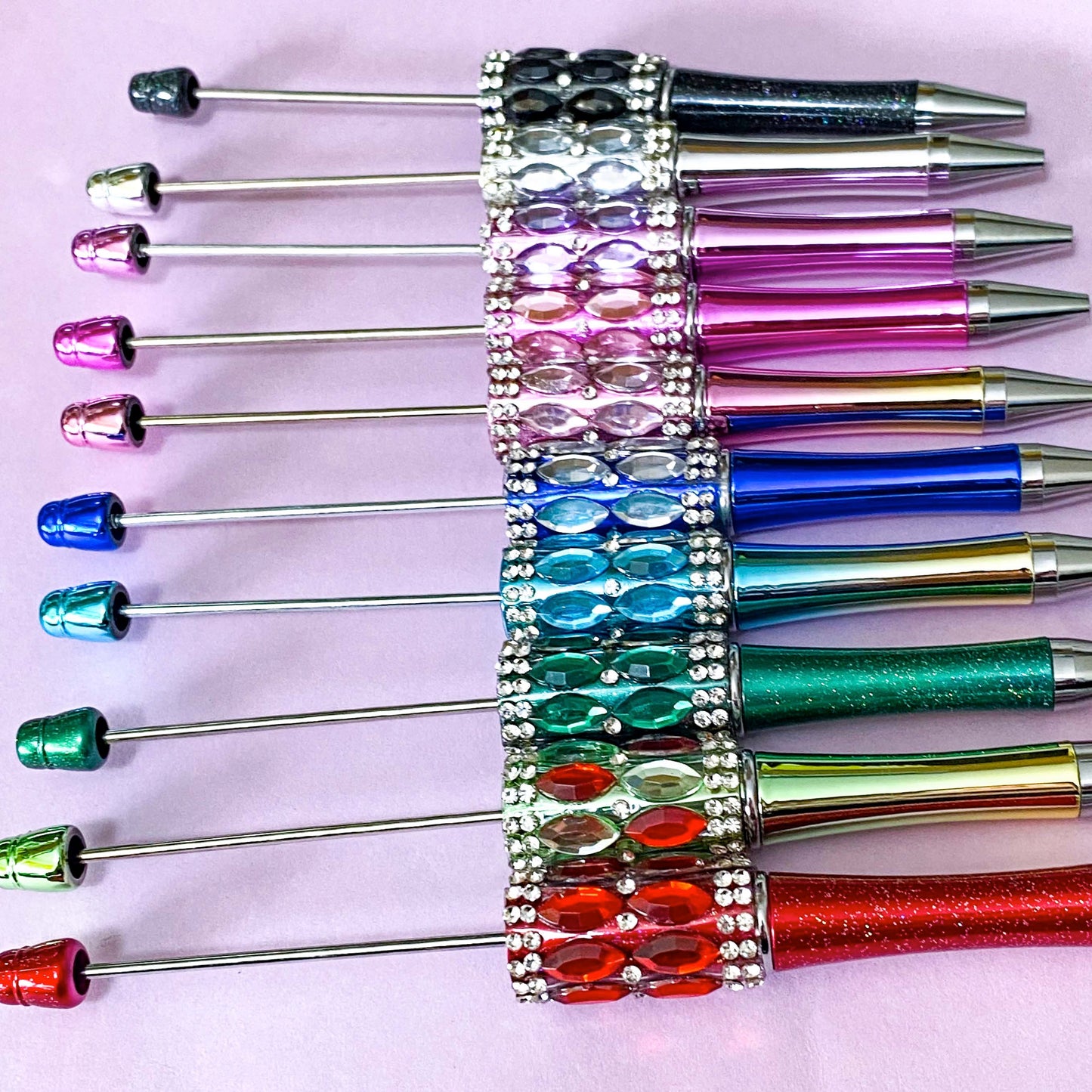 sparkly pen pens blank blanks base for making your own beaded pen pens pretty sparkly gem gems stones rhinestone uk cute kawaii craft supplies stationery shop store foil metallic glitter black ballpoint ink