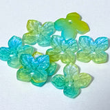 iridescent ab coated glass 4 petal petalled flower flowers bead beads uk cute kawaii colourful craft supples shop store pink lilac purple turquoise green blue shimmer 18mm jewellery making
