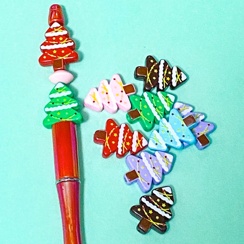 christmas tree jumbo very large big festive trees acrylic craft supplies 26mm chunky red green lilac blue brown pink uk cute kawaii crafts shop store make your own beaded pen pens jewellery