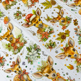 christmas festive deer baby deers plants flower flowers foliage green brown red white uk cute kawaii stationery supplies shop store planner addict holographic holo rainbow foil foiled pretty sheet sheets pack