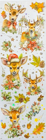 christmas festive deer baby deers plants flower flowers foliage green brown red white uk cute kawaii stationery supplies shop store planner addict holographic holo rainbow foil foiled pretty sheet sheets pack