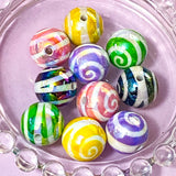 metallic frosted pearl pearls lustre iridescent ab shimmer bead beads jumbo very big 15mm 16mm acrylic chunky swirl swirly patterned make your own beaded pen pens jewellery cute kawaii craft supplies shop store bright colourful