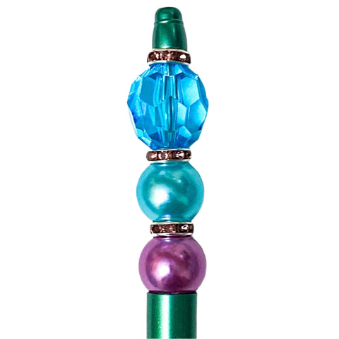 beaded bead pen pens teal turquoise blue silver plum lilac purple pearl pearly beaded jewel colours bright uk cute kawaii set kit sparkly green deep dark pave crystal rondelles black gel ballpoint ink