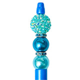 beaded bead pen pens teal turquoise blue silver plum lilac purple pearl pearly beaded jewel colours bright uk cute kawaii set kit sparkly green deep dark pave crystal rondelles black gel ballpoint ink
