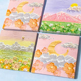 oil painting paintings 3d sticky memo memos pad note notes index tabs post it its uk cute kawaii stationery landscape landscapes pretty fields flower floral square 50 sheets big mountain moon sunset art