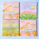 oil painting paintings 3d sticky memo memos pad note notes index tabs post it its uk cute kawaii stationery landscape landscapes pretty fields flower floral square 50 sheets big mountain moon sunset art