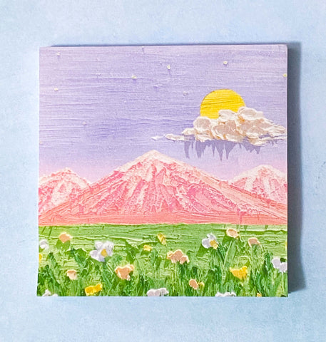 oil painting paintings 3d sticky memo memos pad note notes index tabs post it its uk cute kawaii stationery landscape landscapes pretty fields flower floral square 50 sheets big mountain moon sunset art