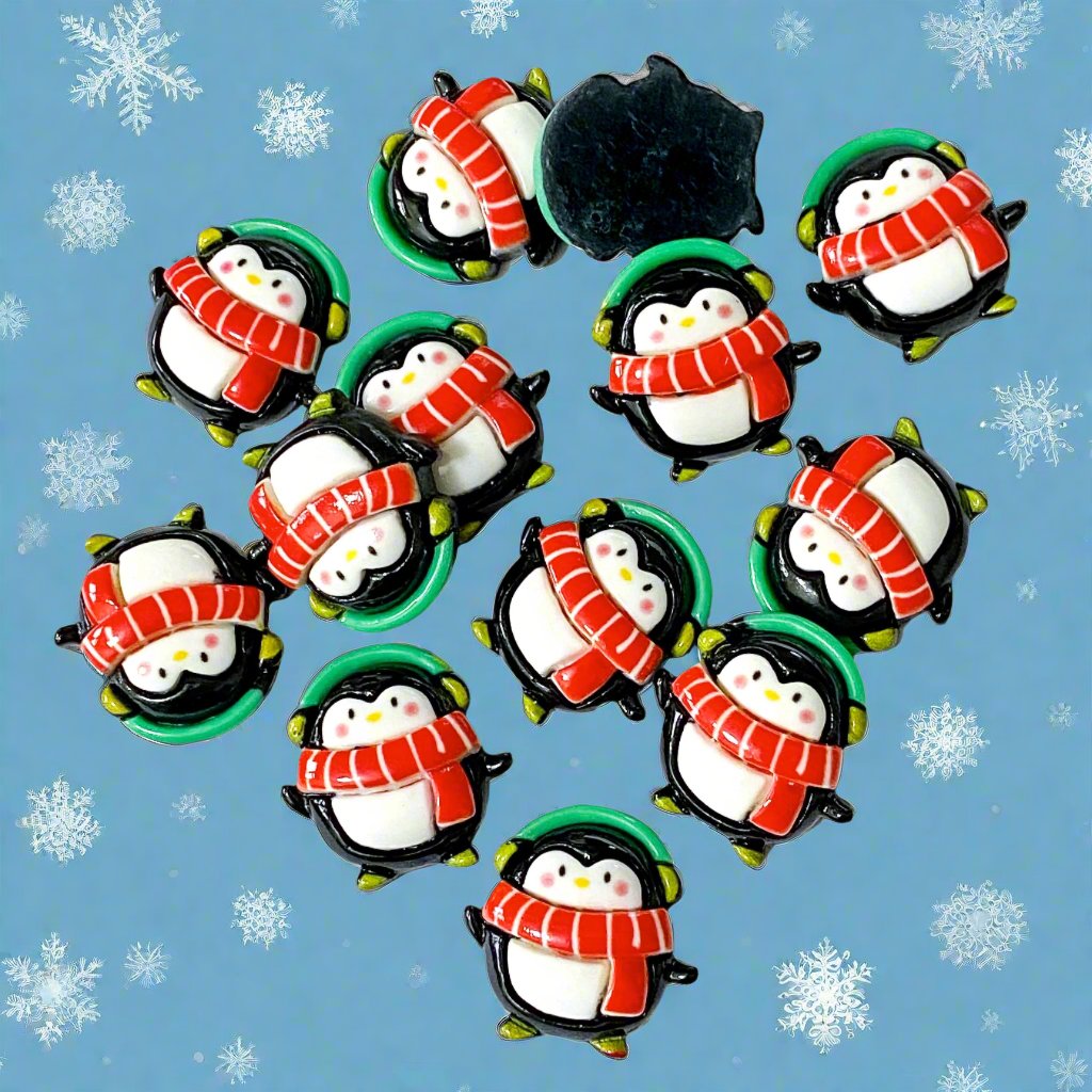 Sale! CHUNKY PENGUIN Festive Resin Flatback 26mm