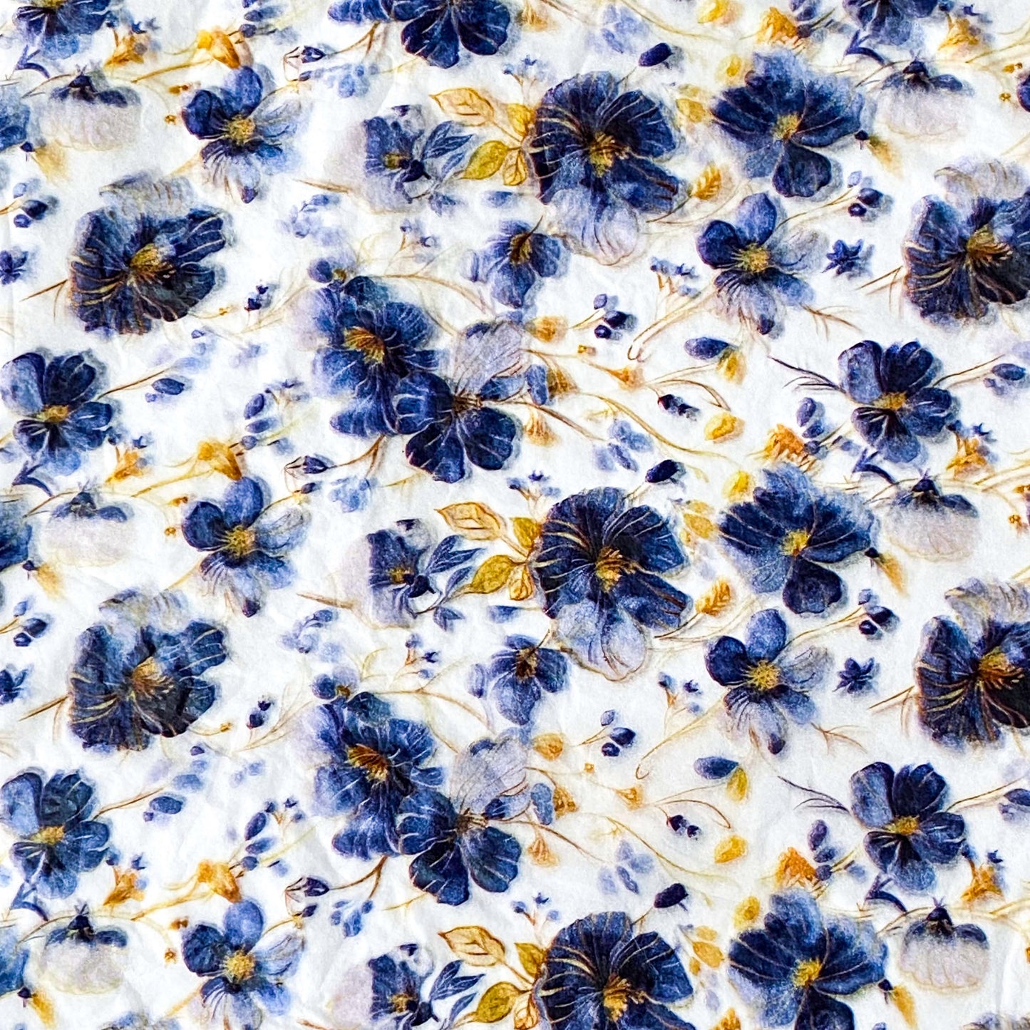 garden flower flowers plant plants cute kawaii tissue paper sheet sheets pack of 2 colourful pretty uk stationery gift gifts wrap wrapping packaging supplies pattern patterned blue anemone ink deep purple floral white